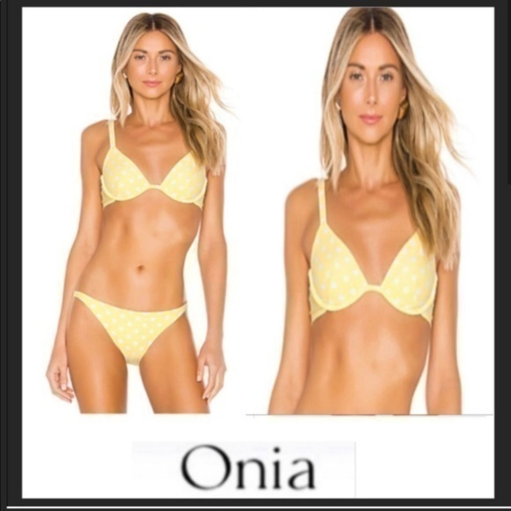 Onia yellow polka dot Anna bikini top size M